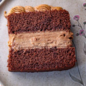 Receita de Slice cake de chocolate e leite em pó tostado